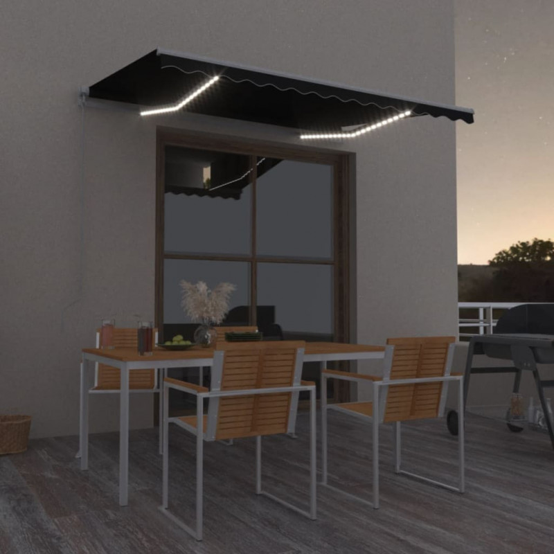 Ręcznie zwijana markiza z LED, 350 x 250 cm, antracytowa