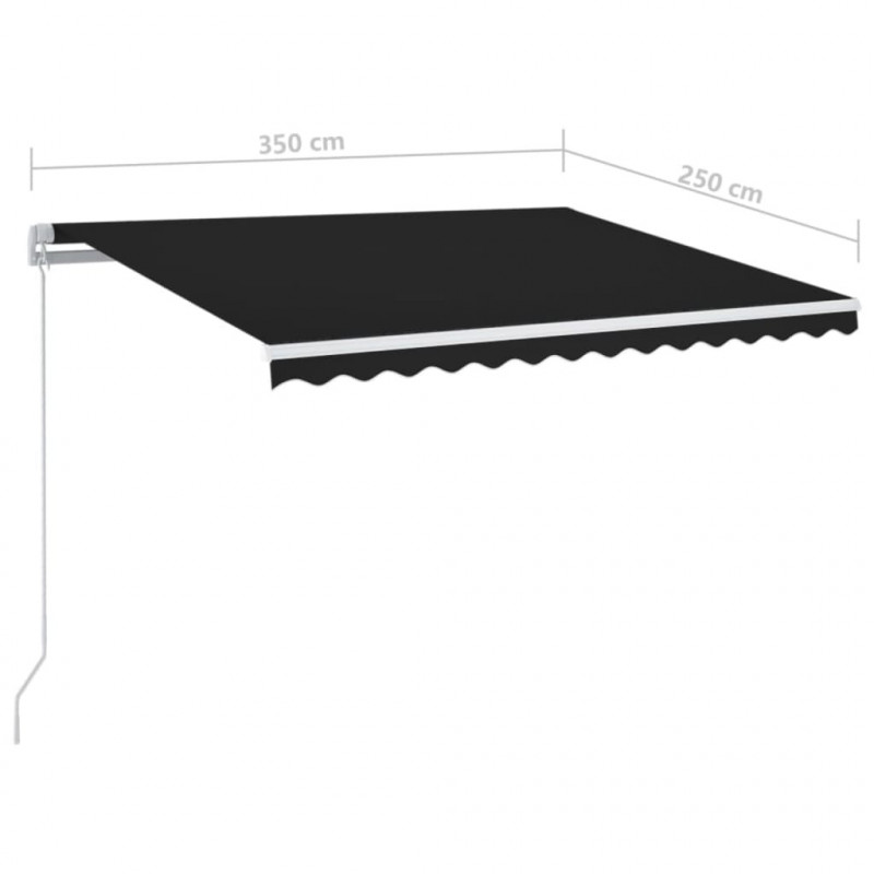 Ręcznie zwijana markiza z LED, 350 x 250 cm, antracytowa