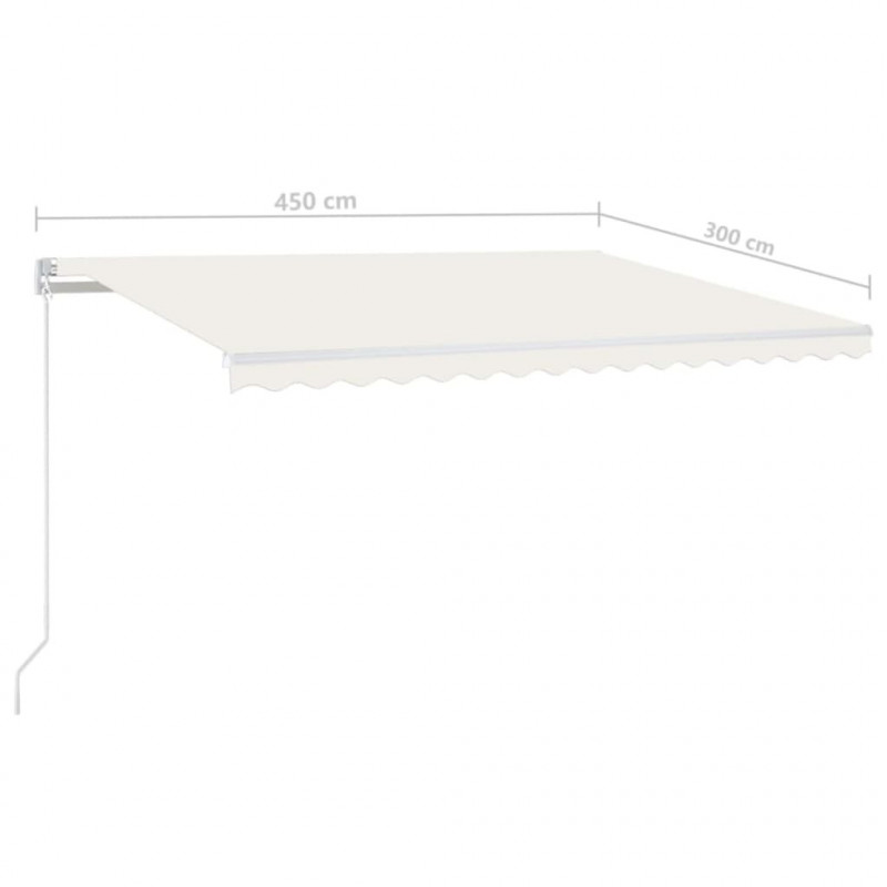 Ręcznie zwijana markiza z LED, 450 x 300 cm, kremowa