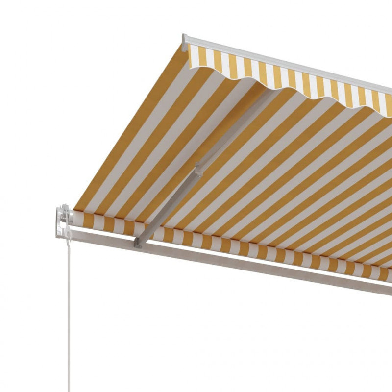 Automatycznie zwijana markiza, 400 x 350 cm, żółto-biała
