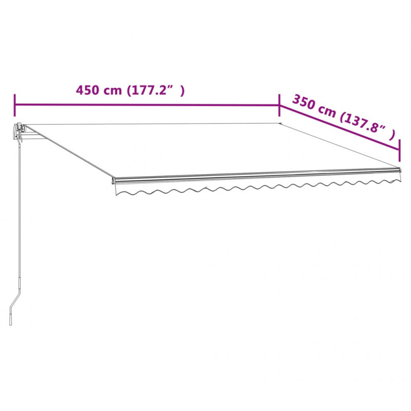 Automatycznie zwijana markiza, 450x350 cm, antracytowa