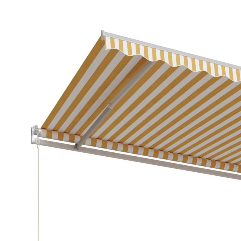 Automatycznie zwijana markiza, 600x350 cm, żółto-biała
