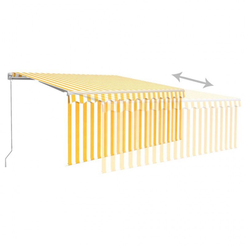 Ręcznie zwijana markiza z zasłoną, 3x2,5 m, żółto-biała