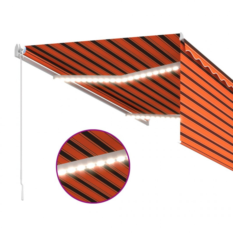 Ręcznie zwijana markiza z zasłoną zacieniającą i LED, 3x2,5 m