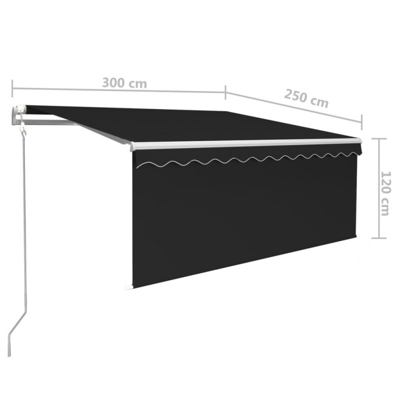 Automatycznie zwijana markiza z zasłoną, 3x2,5 m, antracytowa