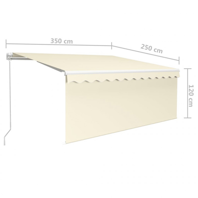 Ręcznie zwijana markiza z zasłoną, 3,5x2,5 m, kremowa