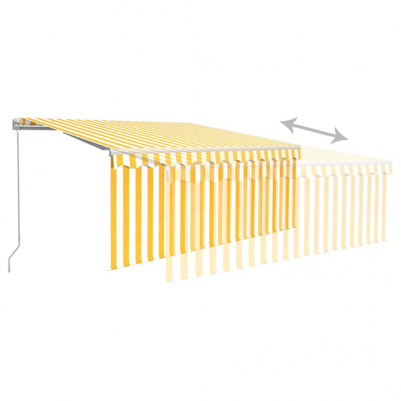 Ręcznie zwijana markiza z zasłoną, 3,5x2,5 m, żółto-biała