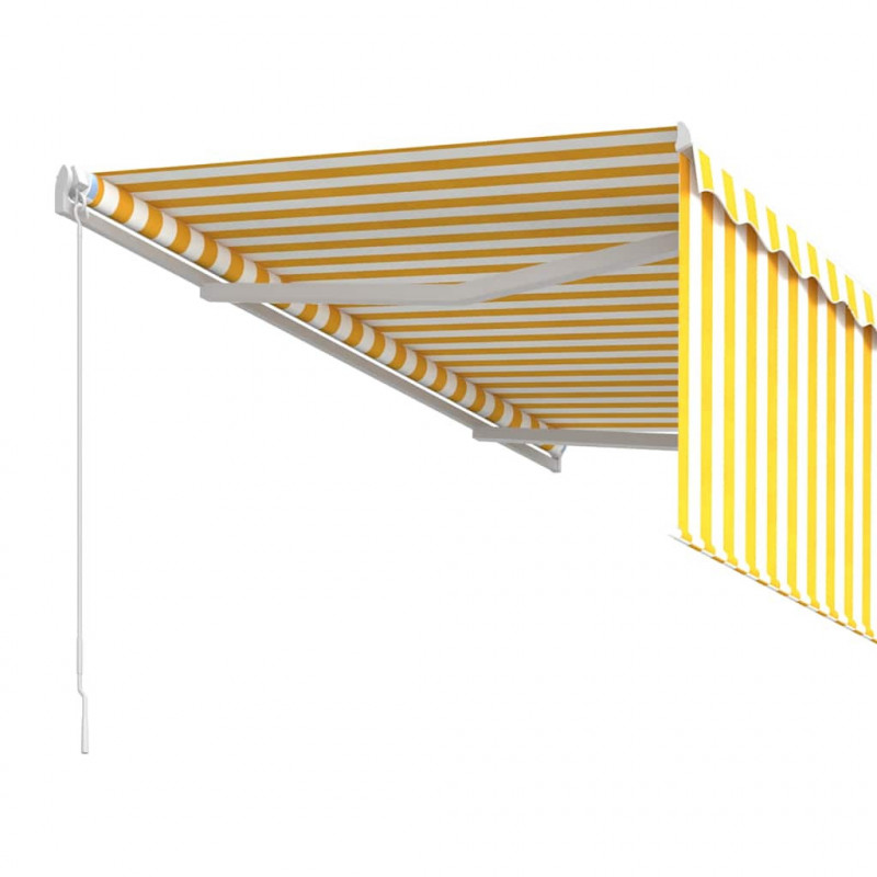 Ręcznie zwijana markiza z zasłoną, 3,5x2,5 m, żółto-biała