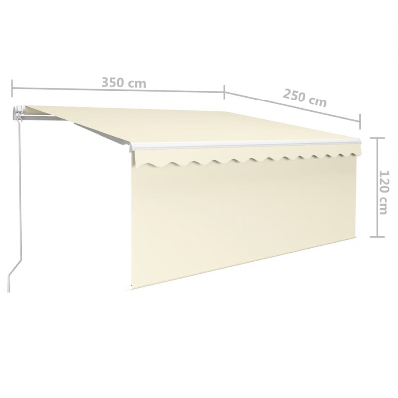 Ręcznie zwijana markiza z zasłoną i LED, 3,5x2,5 m, kremowa