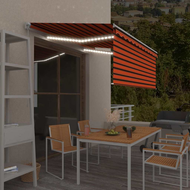 Ręcznine zwijana markiza z zasłoną i LED, 3,5x2,5 m