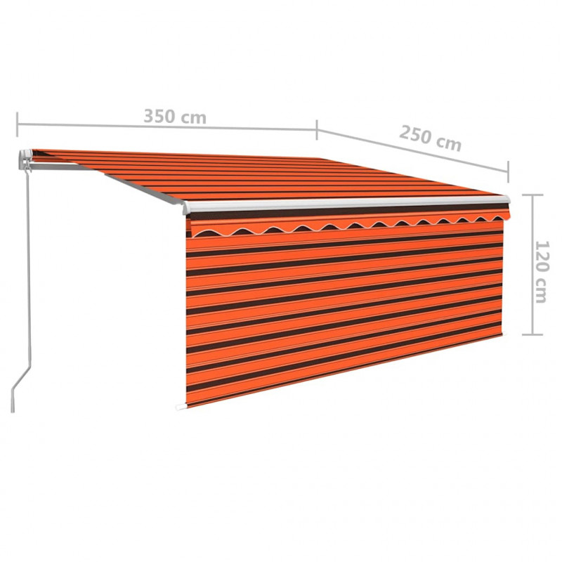 Ręcznine zwijana markiza z zasłoną i LED, 3,5x2,5 m