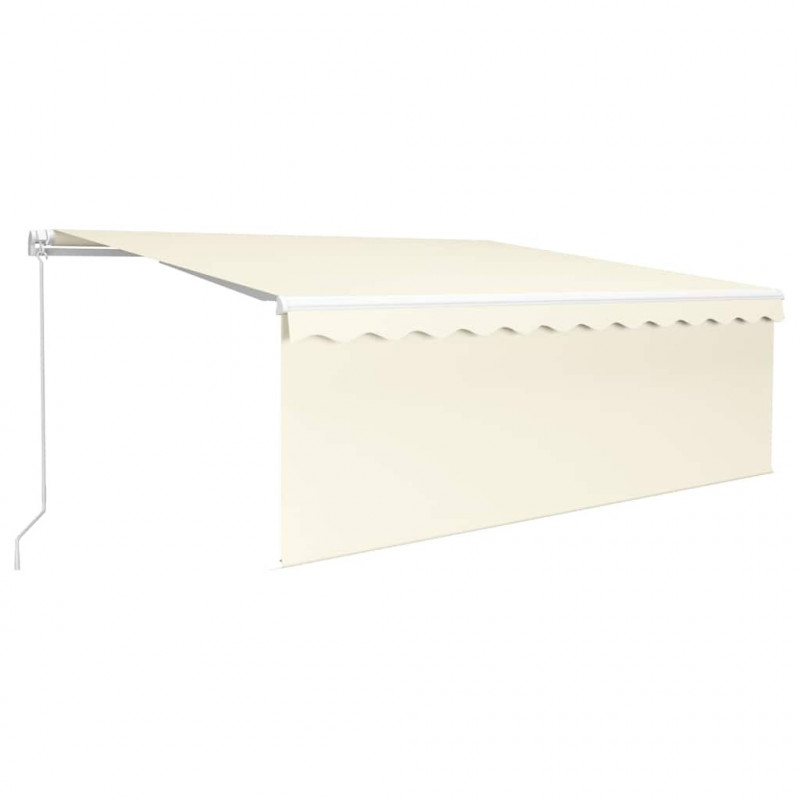 Ręcznie zwijana markiza z zasłoną i LED, 4x3 m, kremowa