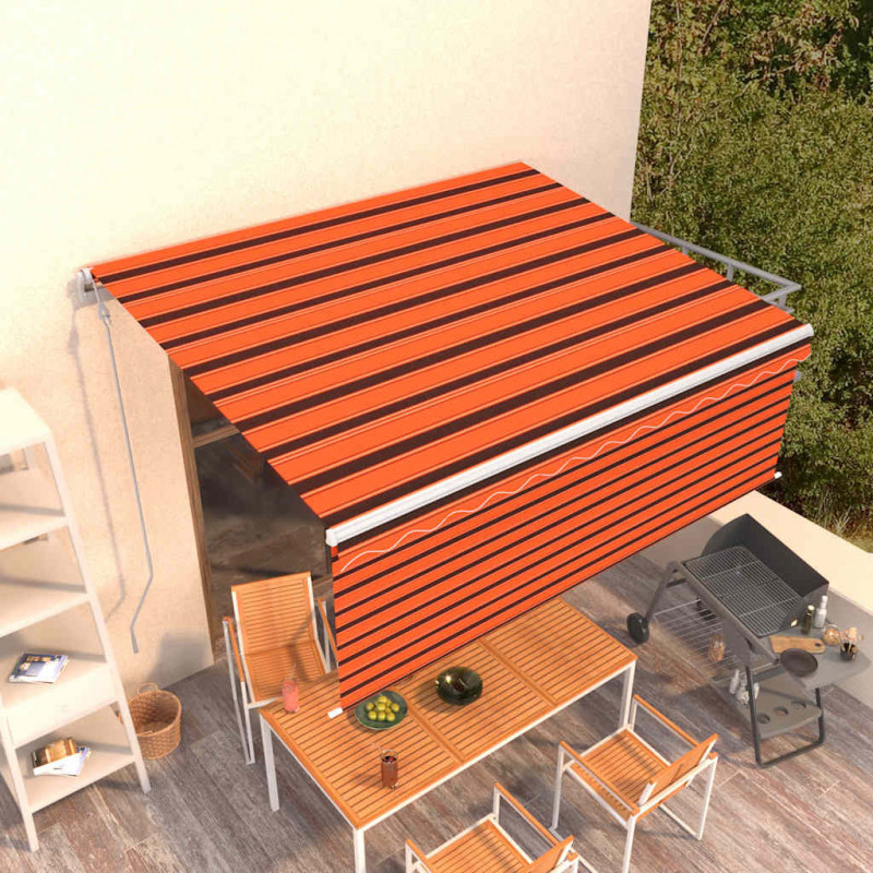 Automatyczna markiza z zasłoną, 4x3 m, pomarańczowo-brązowa