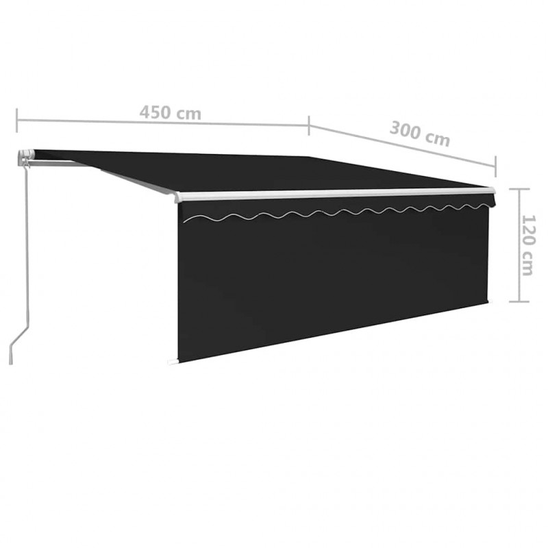 Ręcznie zwijana markiza z zasłoną, 4,5x3 m, antracytowa