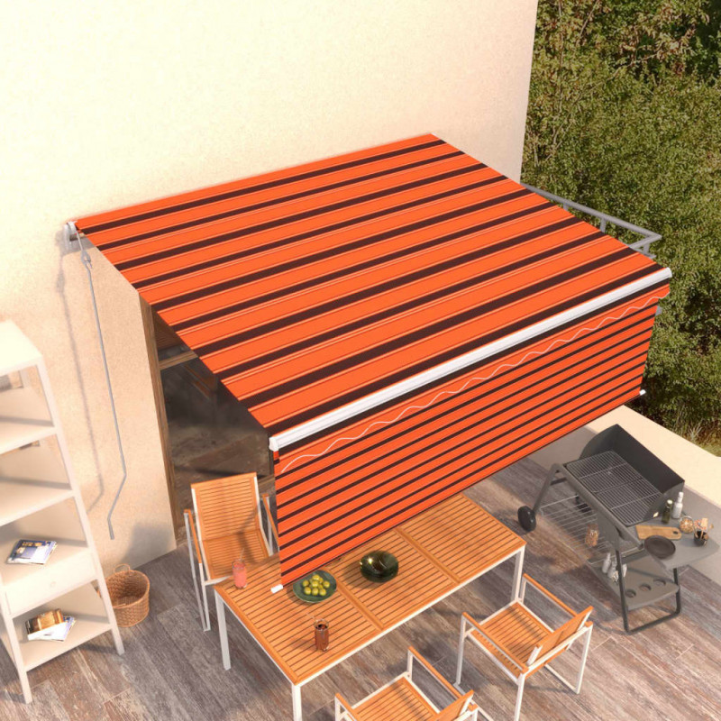 Automatyczna markiza z zasłoną, 4,5x3 m, pomarańcz-brąz