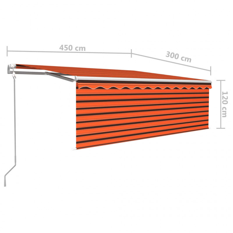 Automatyczna markiza z zasłoną, 4,5x3 m, pomarańcz-brąz