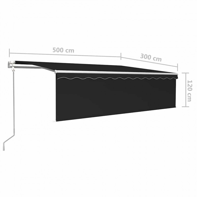 Automatycznie zwijana markiza z zasłoną, 5x3 m, antracytowa