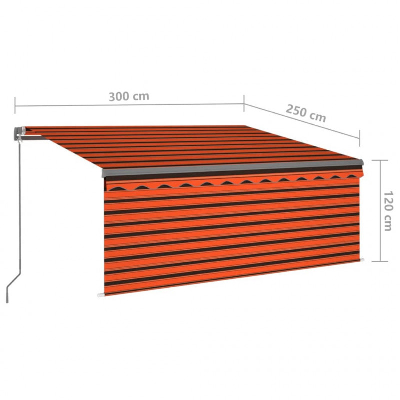 Ręcznie zwijana markiza z zasłoną zacieniającą i LED, 3x2,5 m