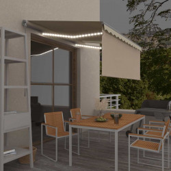 Ręcznie zwijana markiza z zasłoną i LED, 3x2,5 m, kremowa