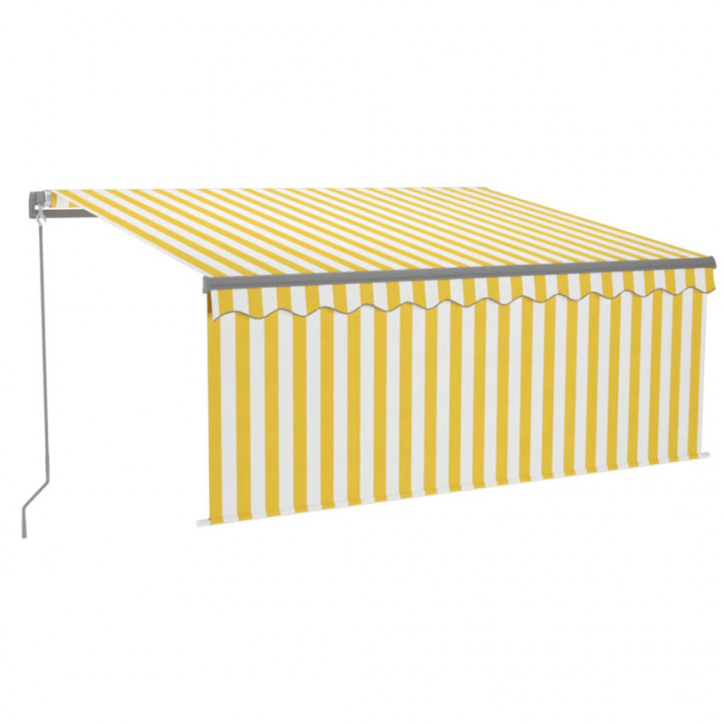 Ręcznie zwijana markiza z zasłoną i LED, 3x2,5 m, żółto-biała
