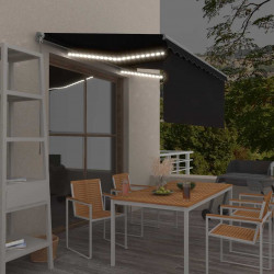 Ręcznie zwijana markiza z zasłoną i LED, 3x2,5 m, antracytowa