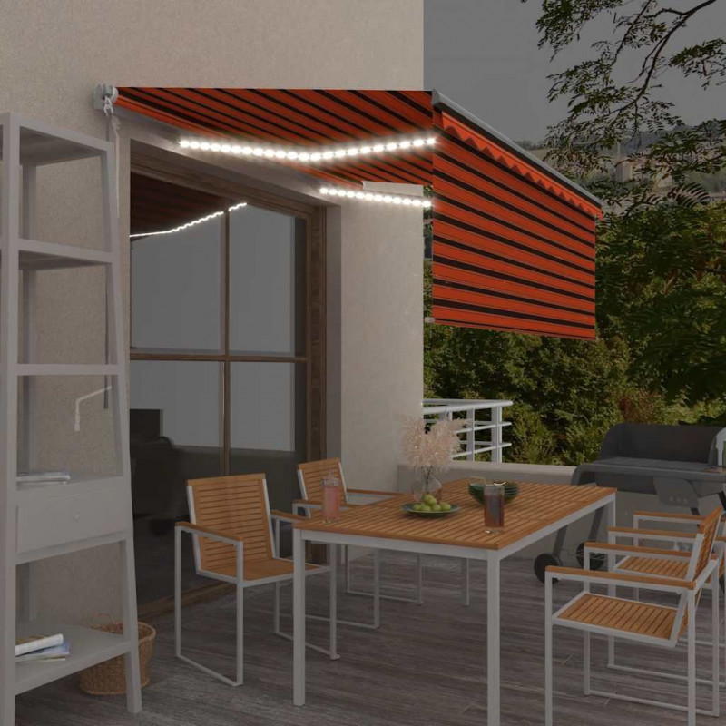 Ręcznie zwijana markiza z zasłoną zacieniającą i LED, 3x2,5 m