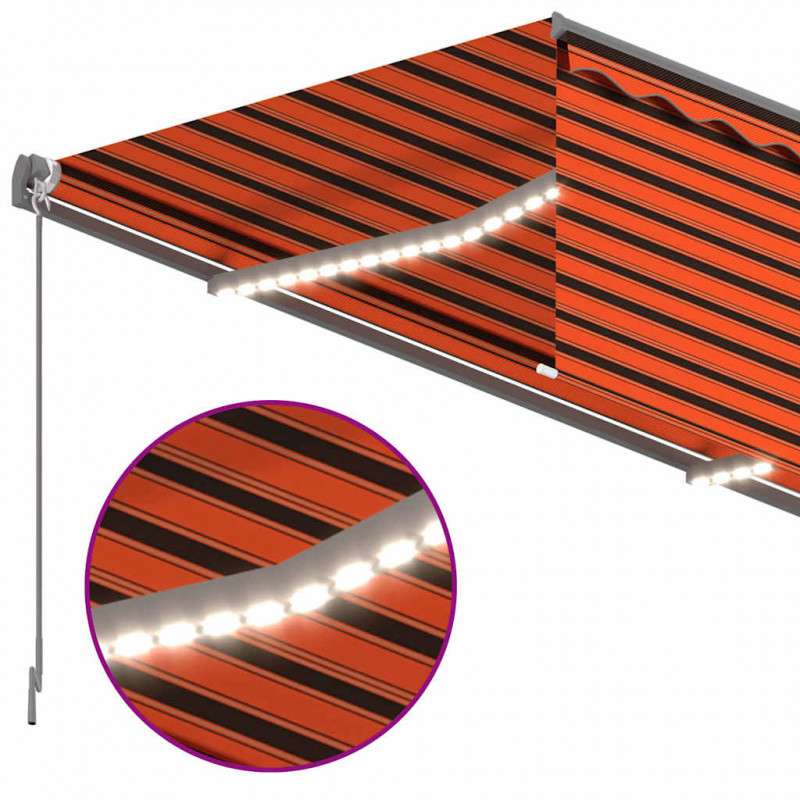 Ręcznie zwijana markiza z zasłoną zacieniającą i LED, 3x2,5 m