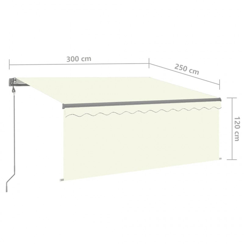 Automatycznie zwijana markiza z zasłoną, 3x2,5 m, kremowa