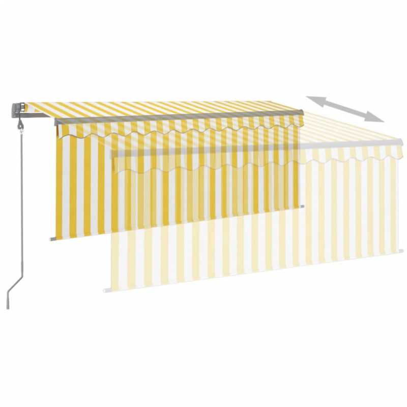 Automatycznie zwijana markiza z zasłoną, 3x2,5 m, żółto-biała