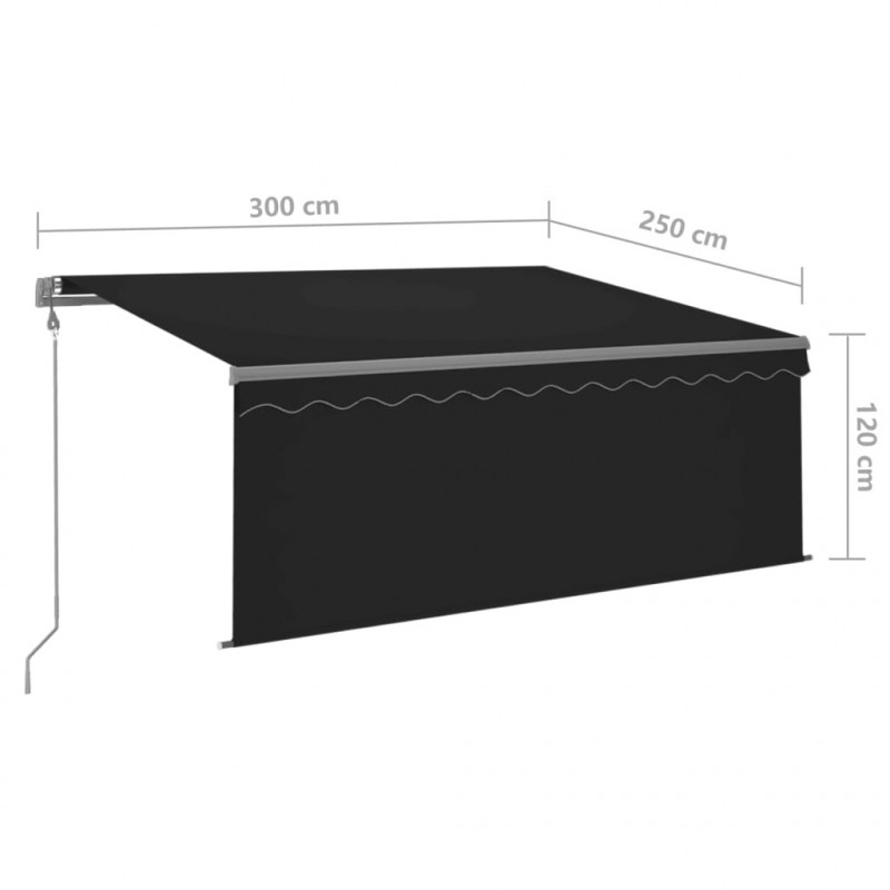 Automatyczna markiza z zasłoną, LED i czujnikiem, 3x2,5 m