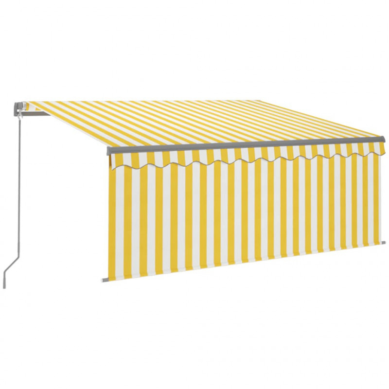 Ręcznie zwijana markiza z zasłoną, 3,5x2,5 m, żółto-biała