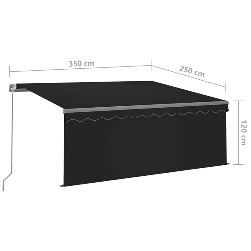 Ręcznie zwijana markiza z zasłoną, 3,5x2,5 m, antracytowa