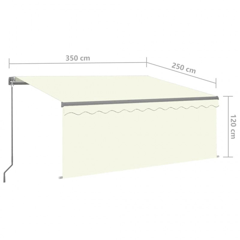 Ręcznie zwijana markiza z zasłoną i LED, 3,5x2,5 m, kremowa