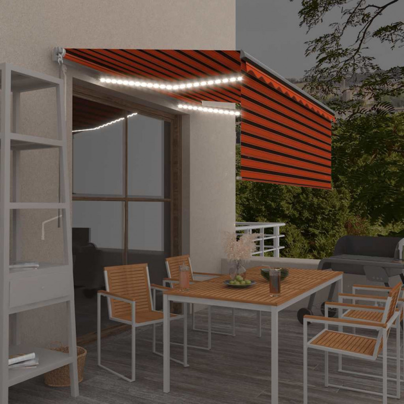 Ręcznine zwijana markiza z zasłoną i LED, 3,5x2,5 m