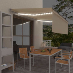 Ręcznie zwijana markiza z zasłoną i LED, 4x3 m, kremowa
