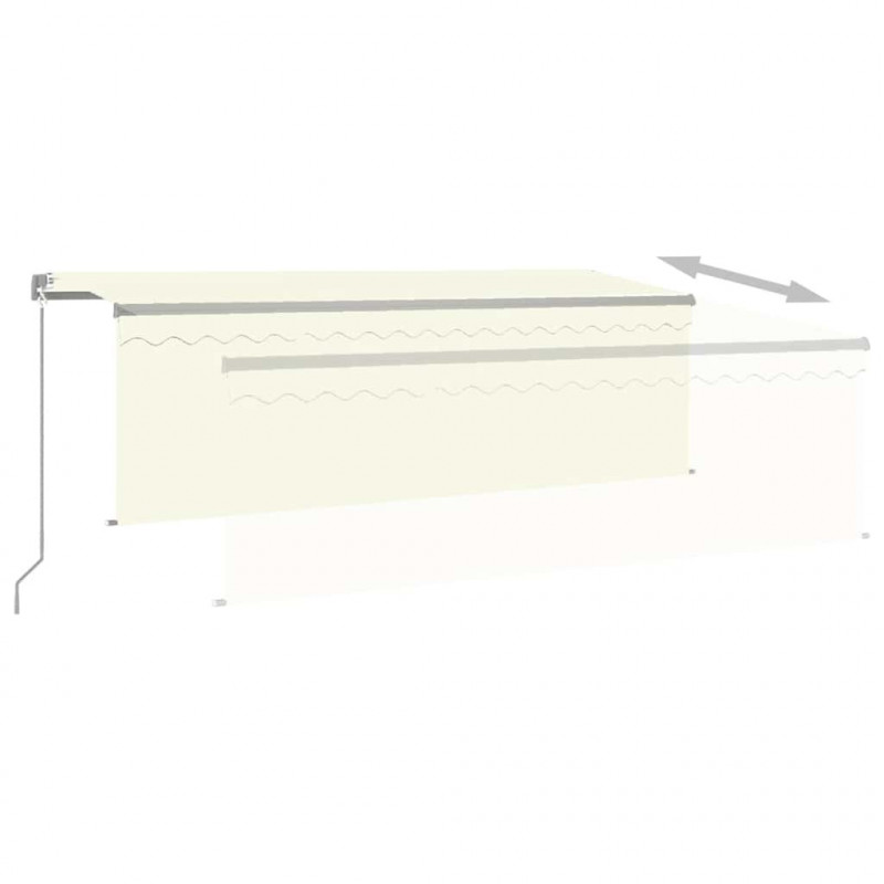 Ręcznie zwijana markiza z zasłoną i LED, 4x3 m, kremowa