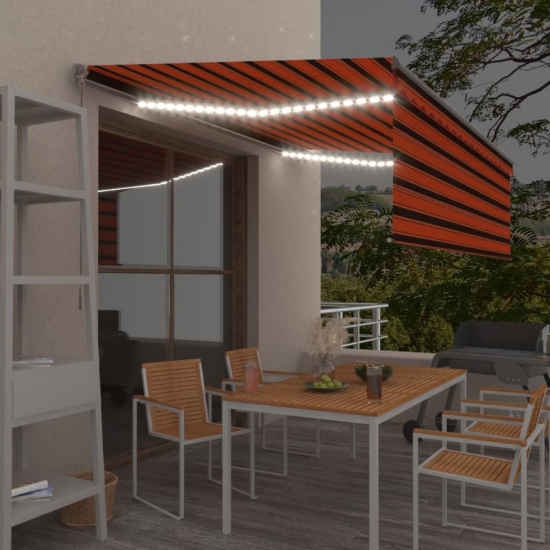 Ręcznie zwijana markiza z zasłoną i oświetleniem LED, 4x3 m