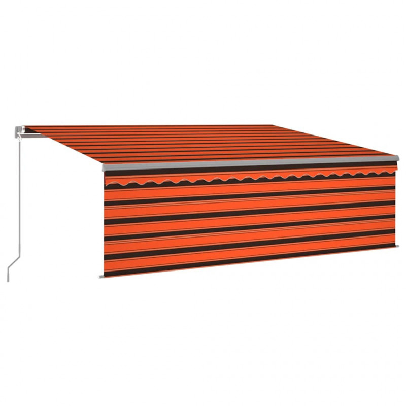 Ręcznie zwijana markiza z zasłoną, 4,5x3 m, pomarańcz-brąz