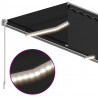 Ręcznie zwijana markiza z zasłoną i LED, 4,5x3 m, antracytowa