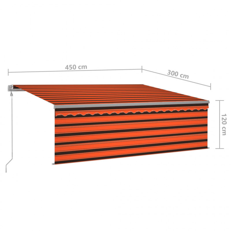 Automatyczna markiza z zasłoną, 4,5x3 m, pomarańcz-brąz