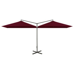 Podwójny parasol ogrodowy, stalowy słupek, bordowy, 600x300 cm
