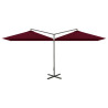 Podwójny parasol ogrodowy, stalowy słupek, bordowy, 600x300 cm