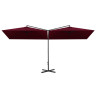 Podwójny parasol ogrodowy, stalowy słupek, bordowy, 600x300 cm