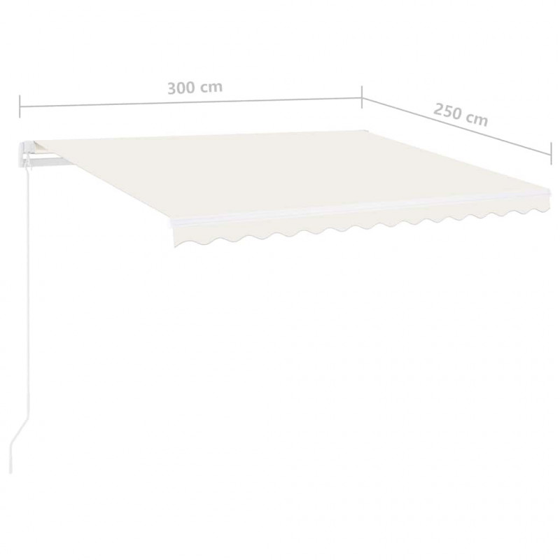 Ręcznie zwijana markiza z LED, 300 x 250 cm, kremowa