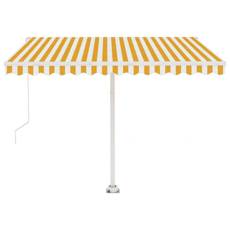 Ręcznie zwijana markiza z LED, 300 x 250 cm, żółto-biała