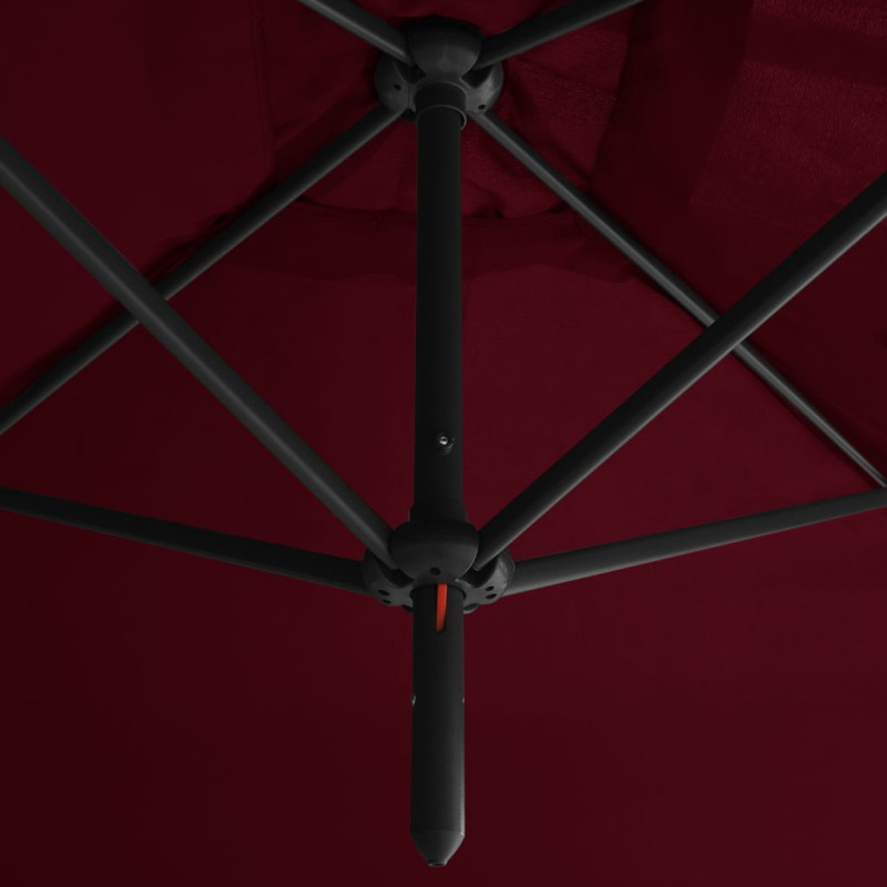 Podwójny parasol ogrodowy, stalowy słupek, bordowy, 600x300 cm