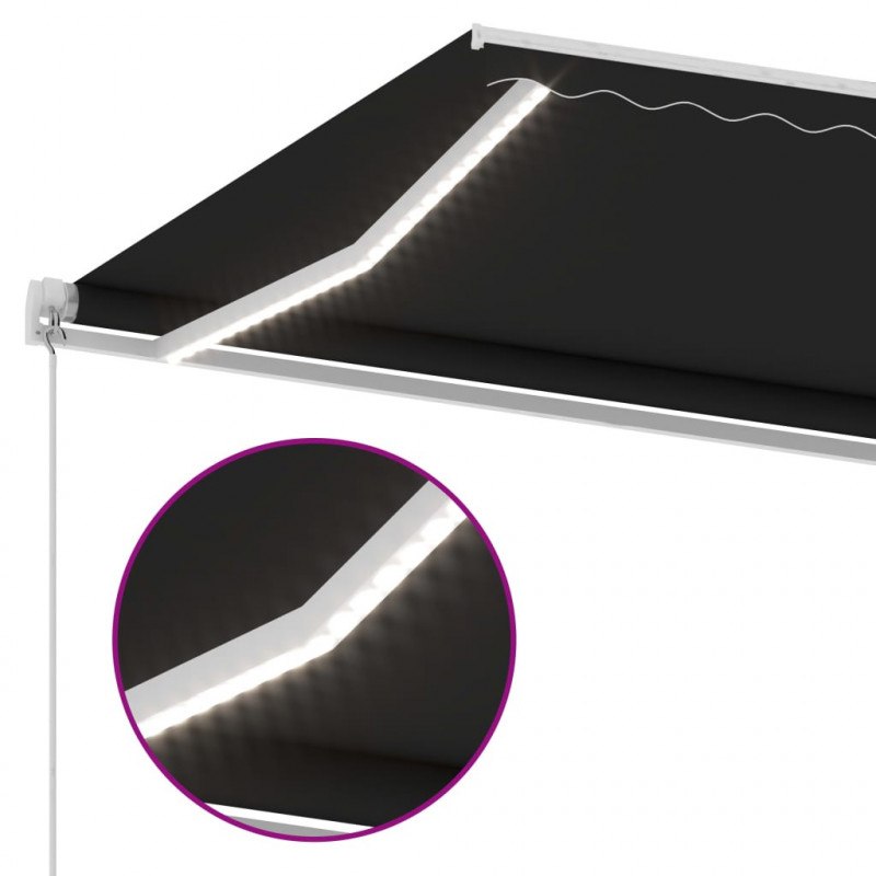 Ręcznie zwijana markiza z LED, 300 x 250 cm, antracytowa