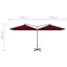 Podwójny parasol ogrodowy, stalowy słupek, bordowy, 600x300 cm