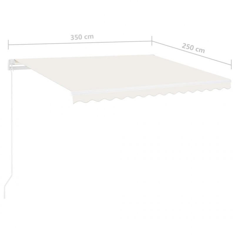 Ręcznie zwijana markiza z LED, 350 x 250 cm, kremowa