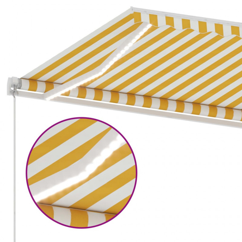 Ręcznie zwijana markiza z LED, 350 x 250 cm, żółto-biała